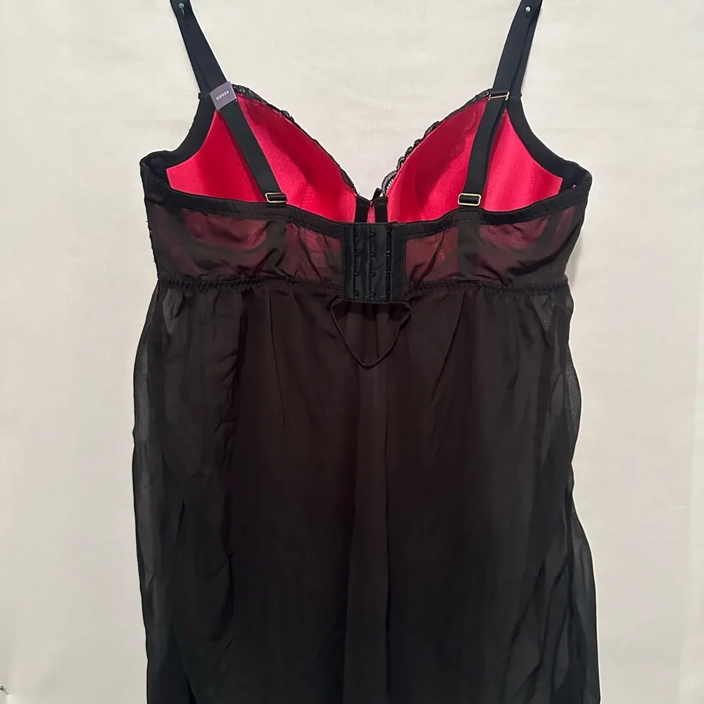 Cacique 42DDD Elegant Black and Red Lace Chemise nightie - Picture 8 of 8